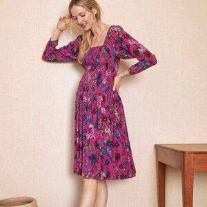 Hatch Freya Spring Maternity Dress New With Tags - Magenta Floral Size 0